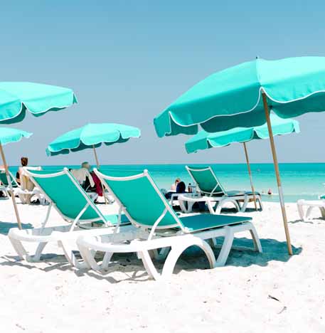 Turquoise beach umbrellas